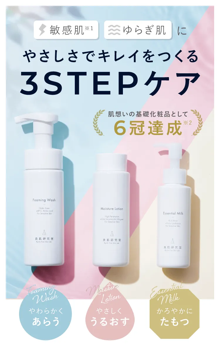 良肌研究室 やさしさでキレイをつくる3STEPケア