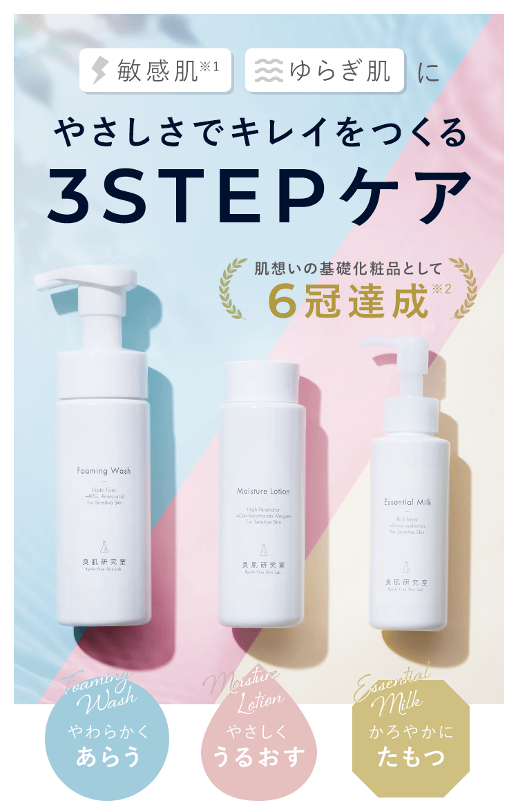 良肌研究室 やさしさでキレイをつくる３STEPケア