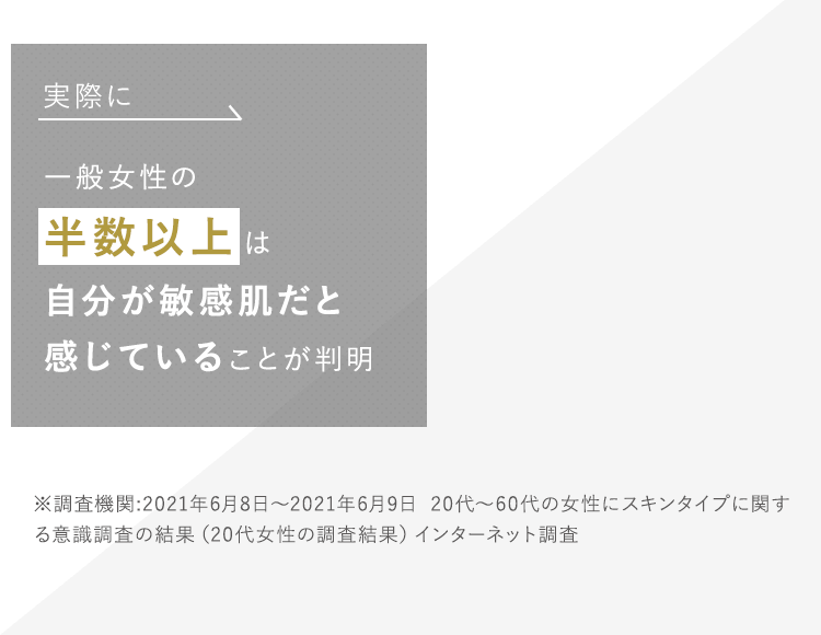 一般女性の半数以上は自分が敏感肌だと感じていることが判明